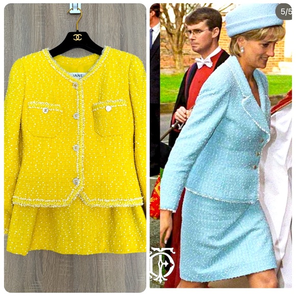 CHANEL 97P Yellow Bouclé Skirt Suit - Same Collection Worn by Princess Dian - Picture 1 of 17